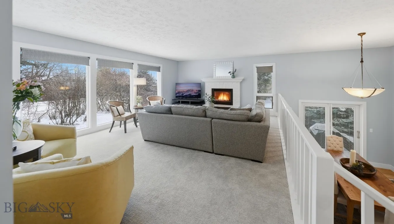 Large living room with fireplace