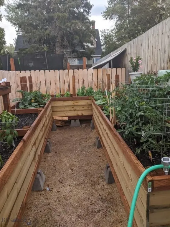 Raised Garden Beds in Fenced Area