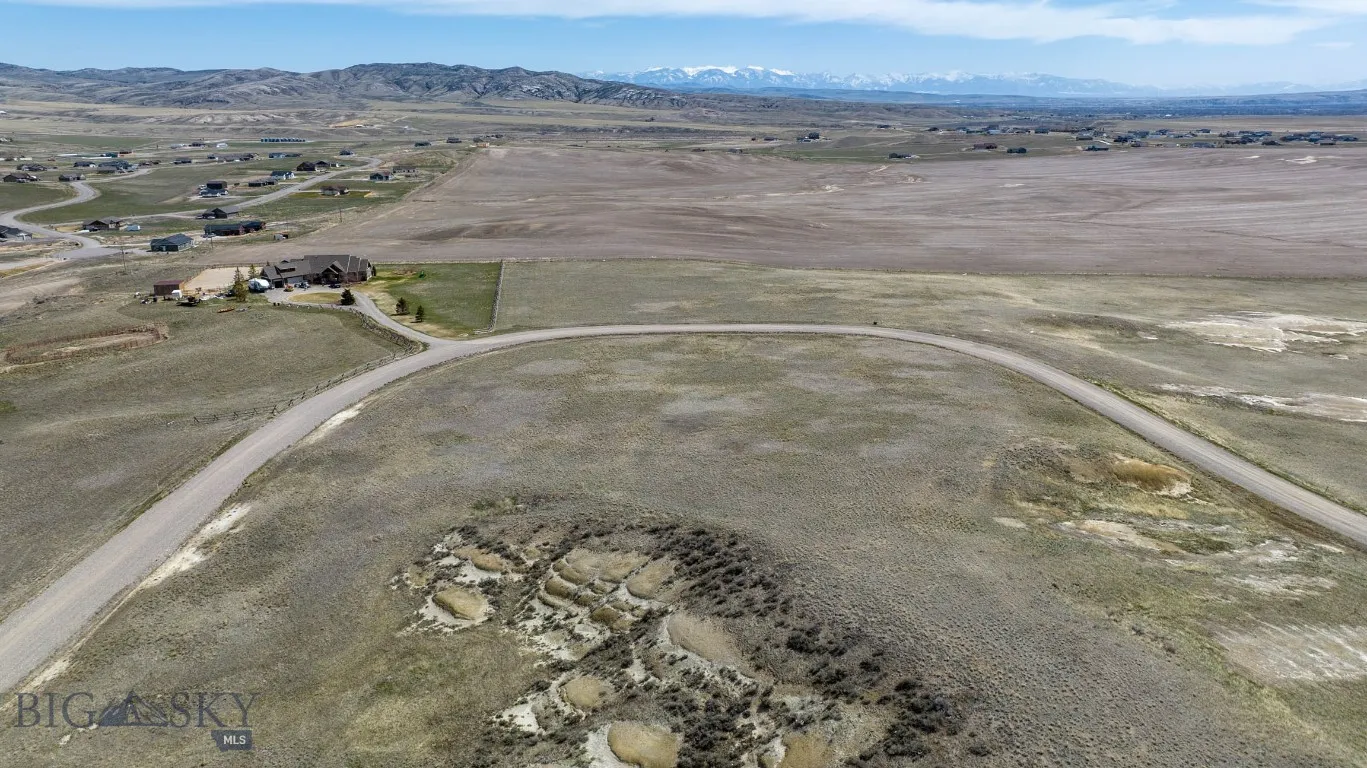 Hovering over the Park Space, looking to the East at the Bridger Mountain Range.