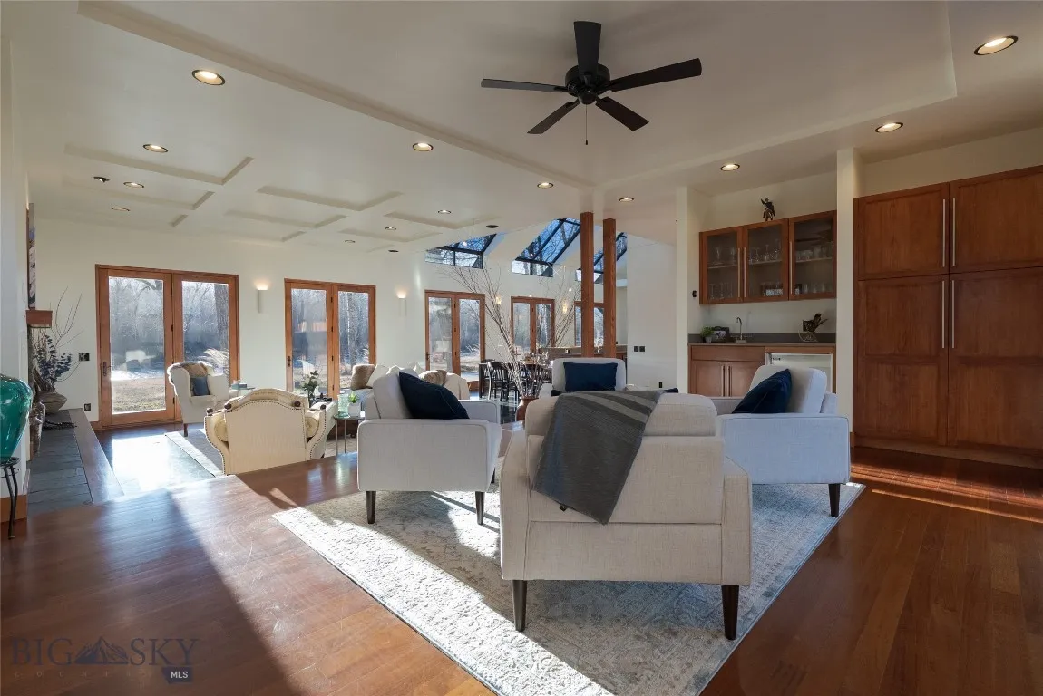 Living room and bar area