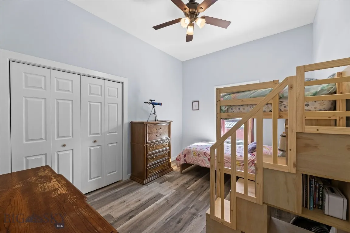 Bedroom #4 with large closet and ceiling fan