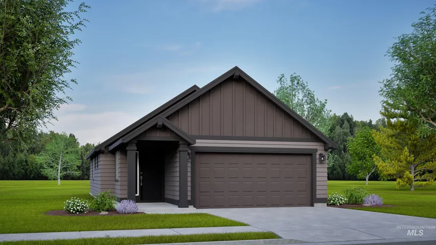 Craftsman-style home featuring a front lawn, board and batten siding, driveway, and an attached garage