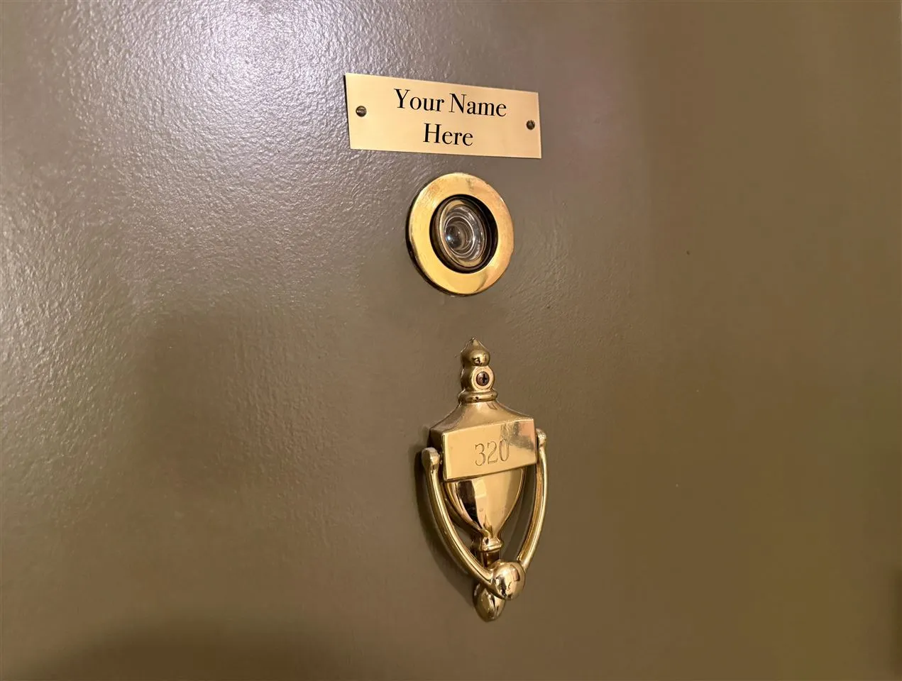 Each unit in Regency North is updated with a brass nameplate for the owner.