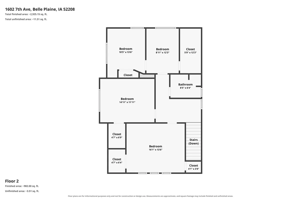 Second level floor plan